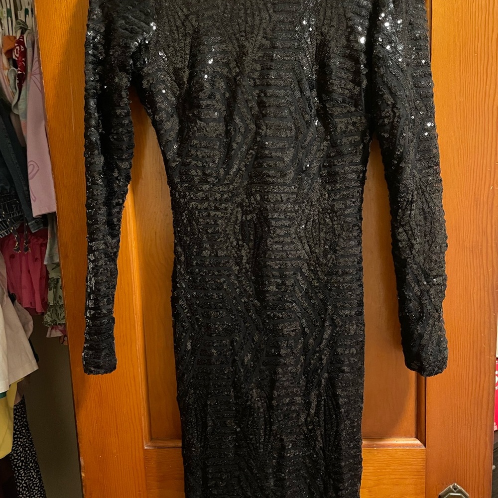 F21 Elegant Black Sequin Dress, small